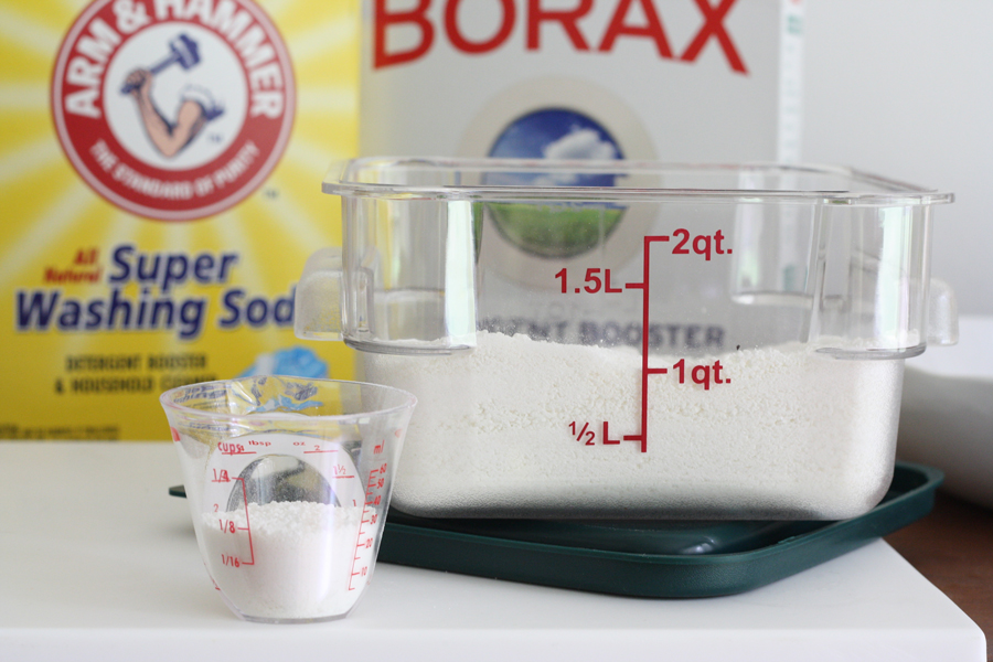 Making DIY laundry detergent.