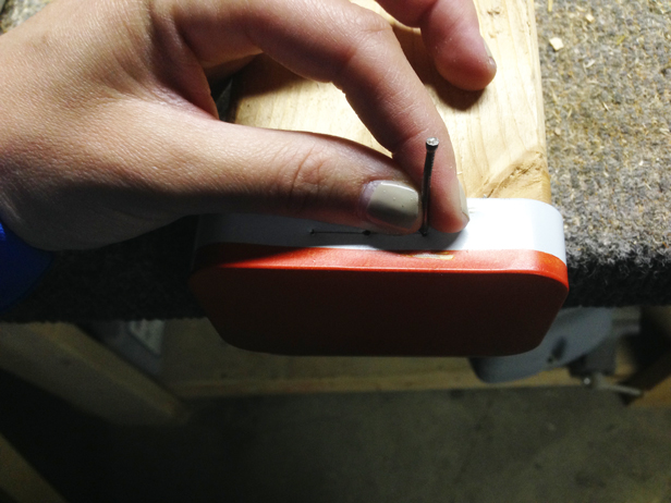 Making a handle for a DIY Altoid Tin lunchbox toy.