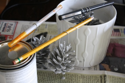 How to paint pinecones completely.