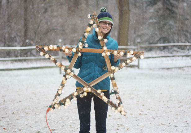 How to make a large outdoor star that can hang in a tree or on your house during the holidays.