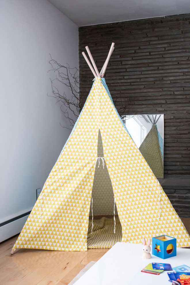 A tall kid's teepee from Minted as a Christmas surprise for our kids.